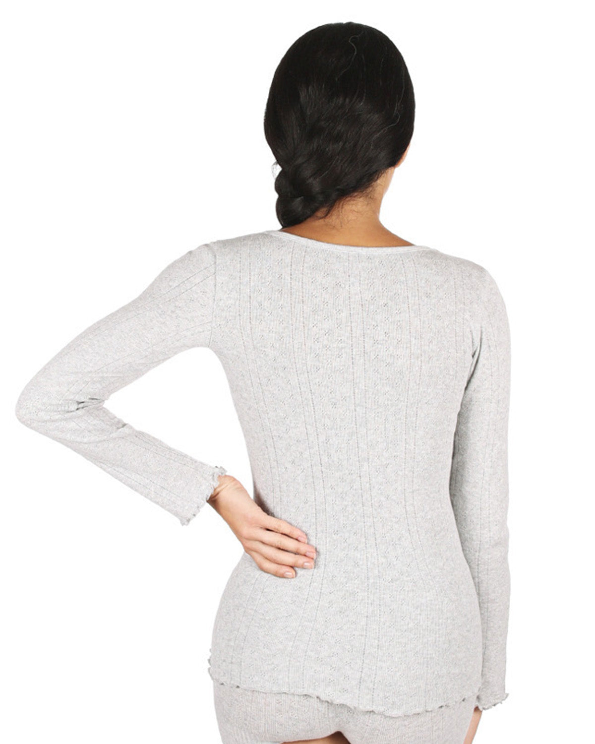 Women's Pointelle Rib Knit Seamless Long Sleeve Top - Charming Charlie
