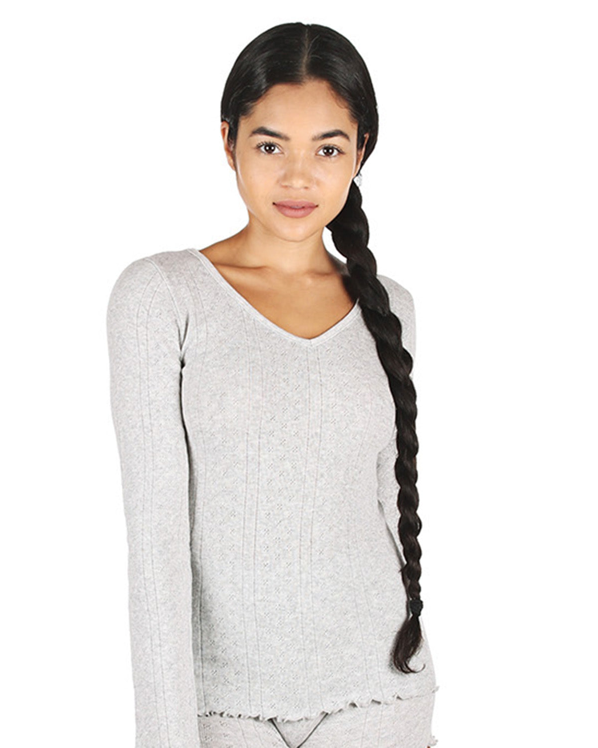 Women's Pointelle Rib Knit Seamless Long Sleeve Top - Charming Charlie