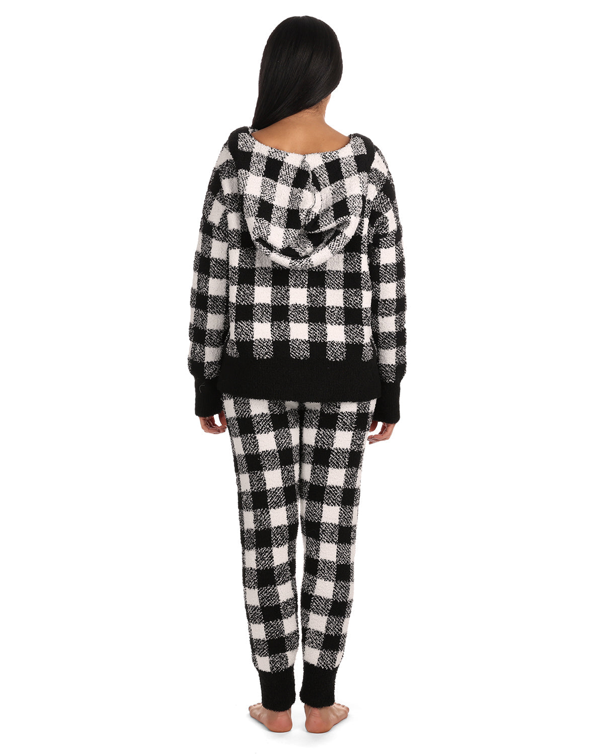Women's Buffalo Check Cozy Knit Drawstring Hoodie - Charming Charlie