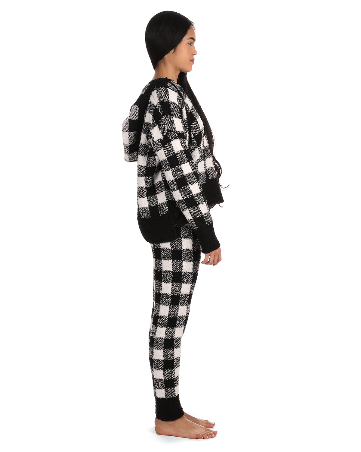 Women's Buffalo Check Cozy Knit Drawstring Hoodie - Charming Charlie