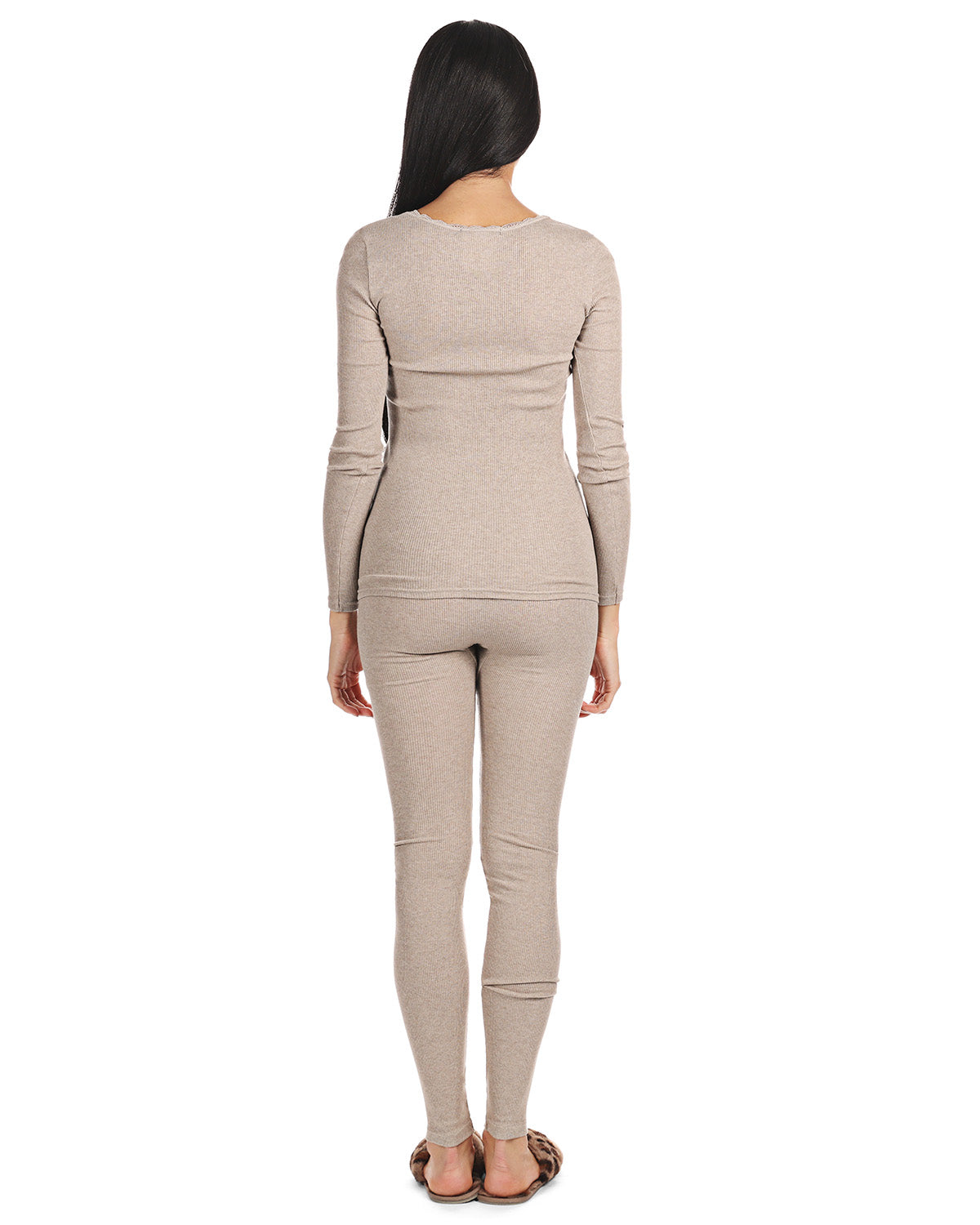 Women's Organic Cotton Seamless Rib Lace Long Sleeve Top - Charming Charlie