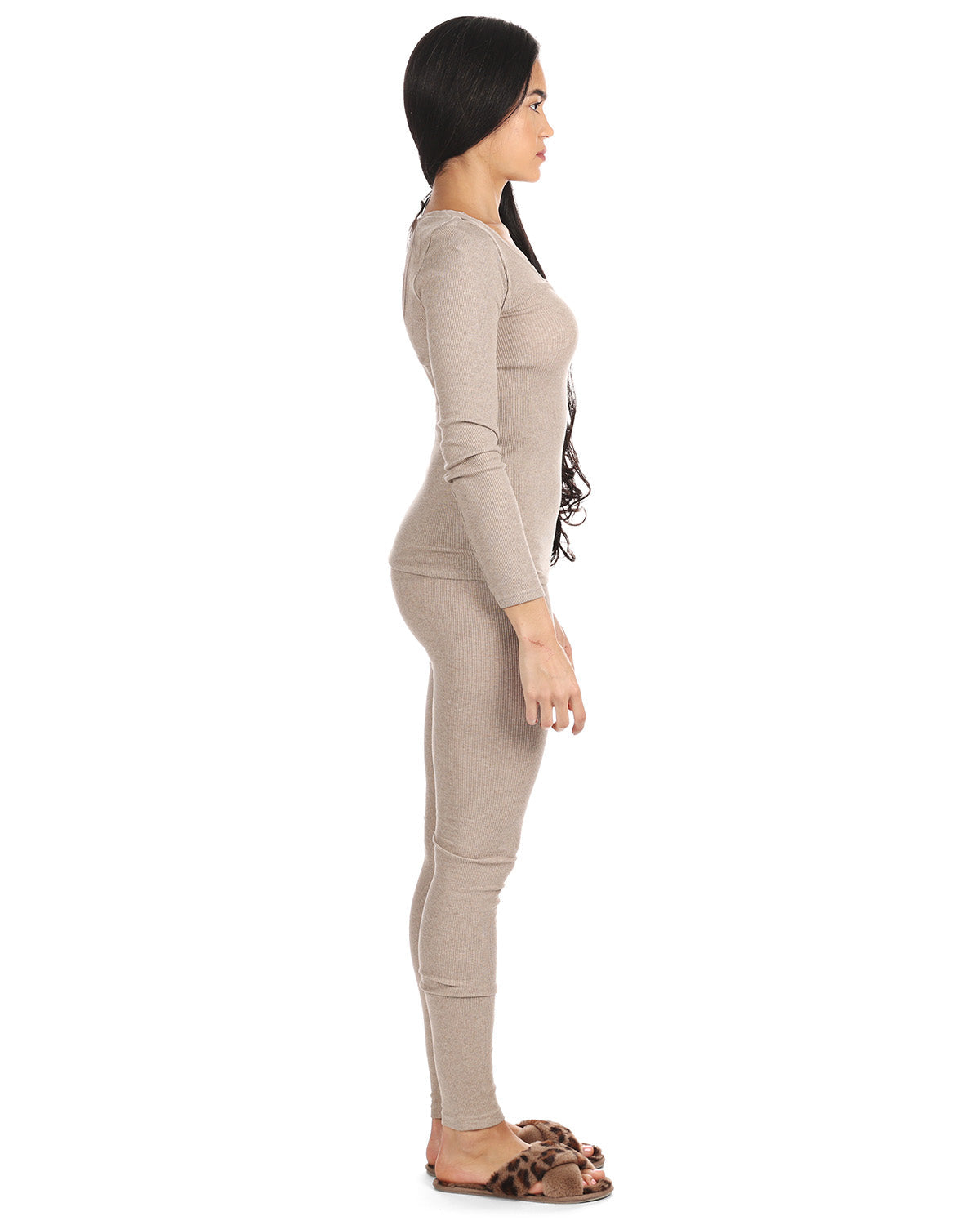 Women's Organic Cotton Seamless Rib Lace Long Sleeve Top - Charming Charlie