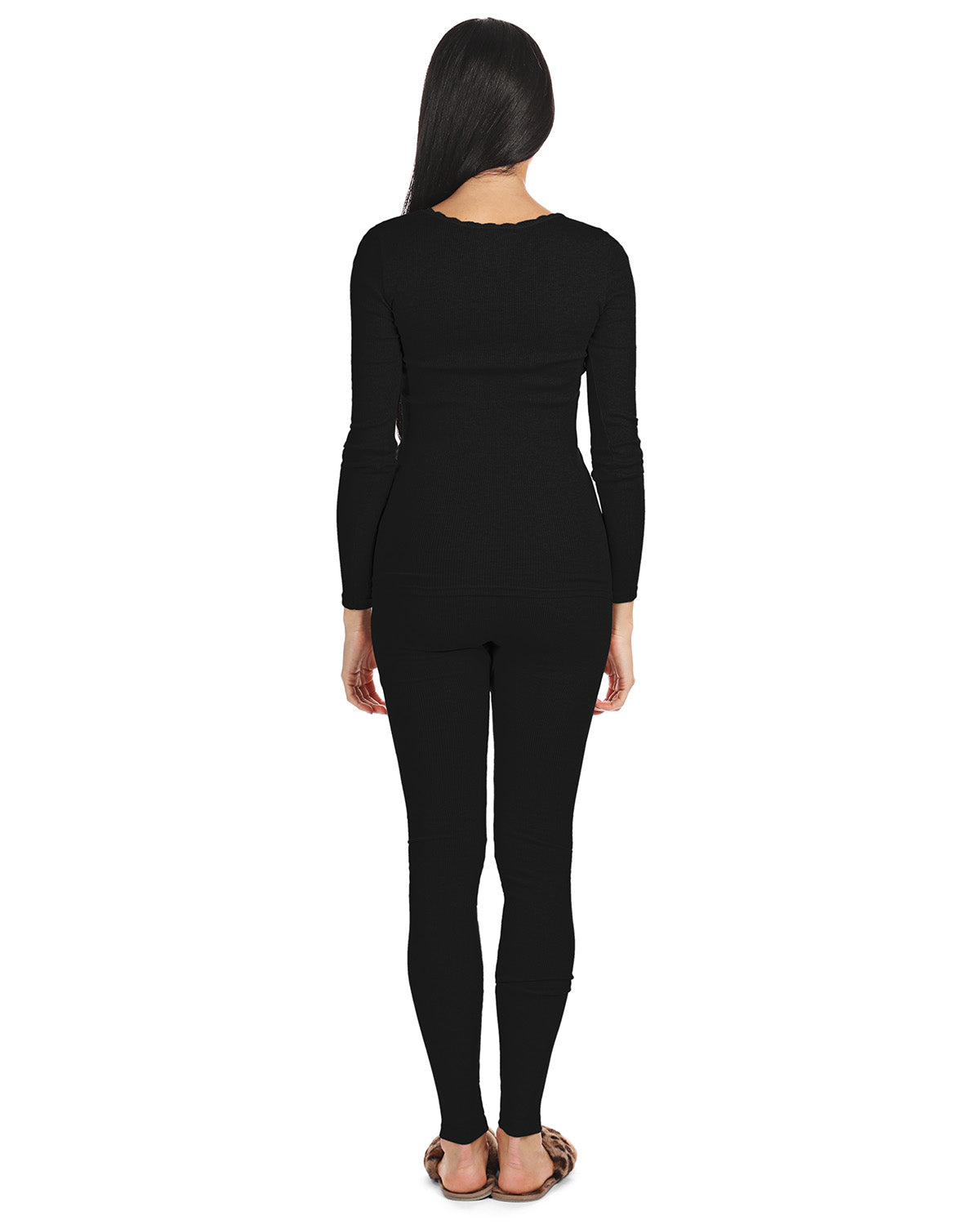 Women's Organic Cotton Seamless Rib Lace Long Sleeve Top - Charming Charlie