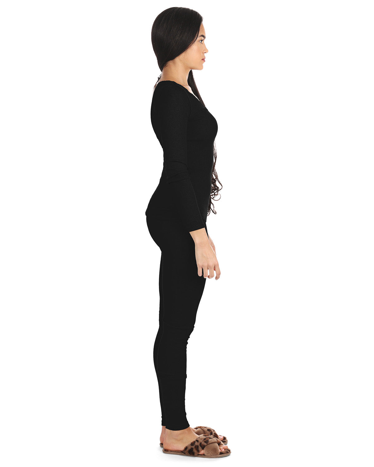 Women's Organic Cotton Seamless Rib Lace Long Sleeve Top - Charming Charlie