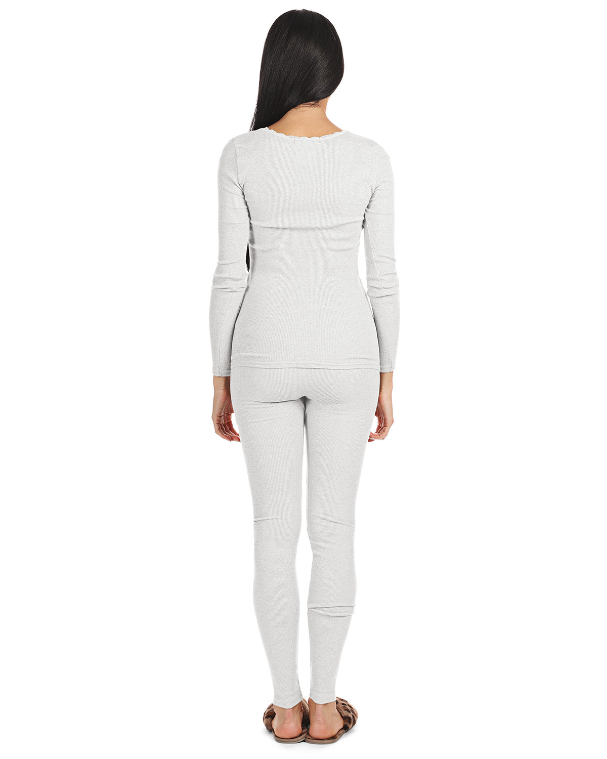 Women's Organic Cotton Seamless Rib Lace Long Sleeve Top - Charming Charlie