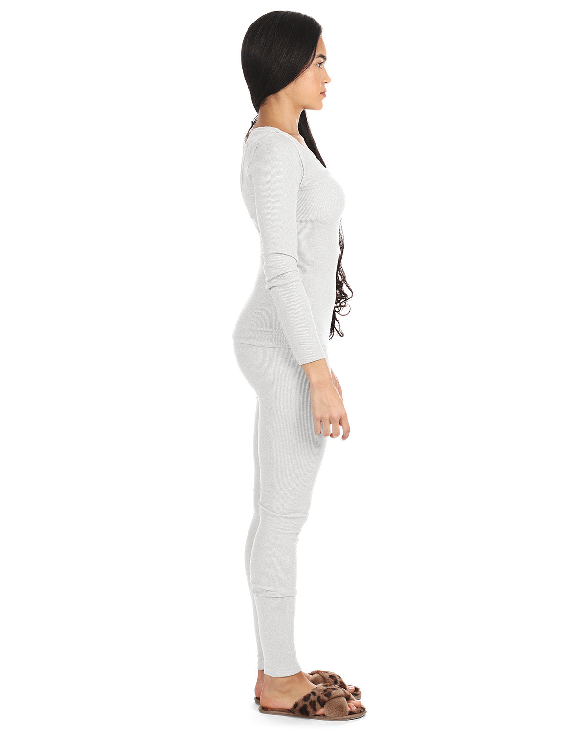 Women's Organic Cotton Seamless Rib Lace Long Sleeve Top - Charming Charlie