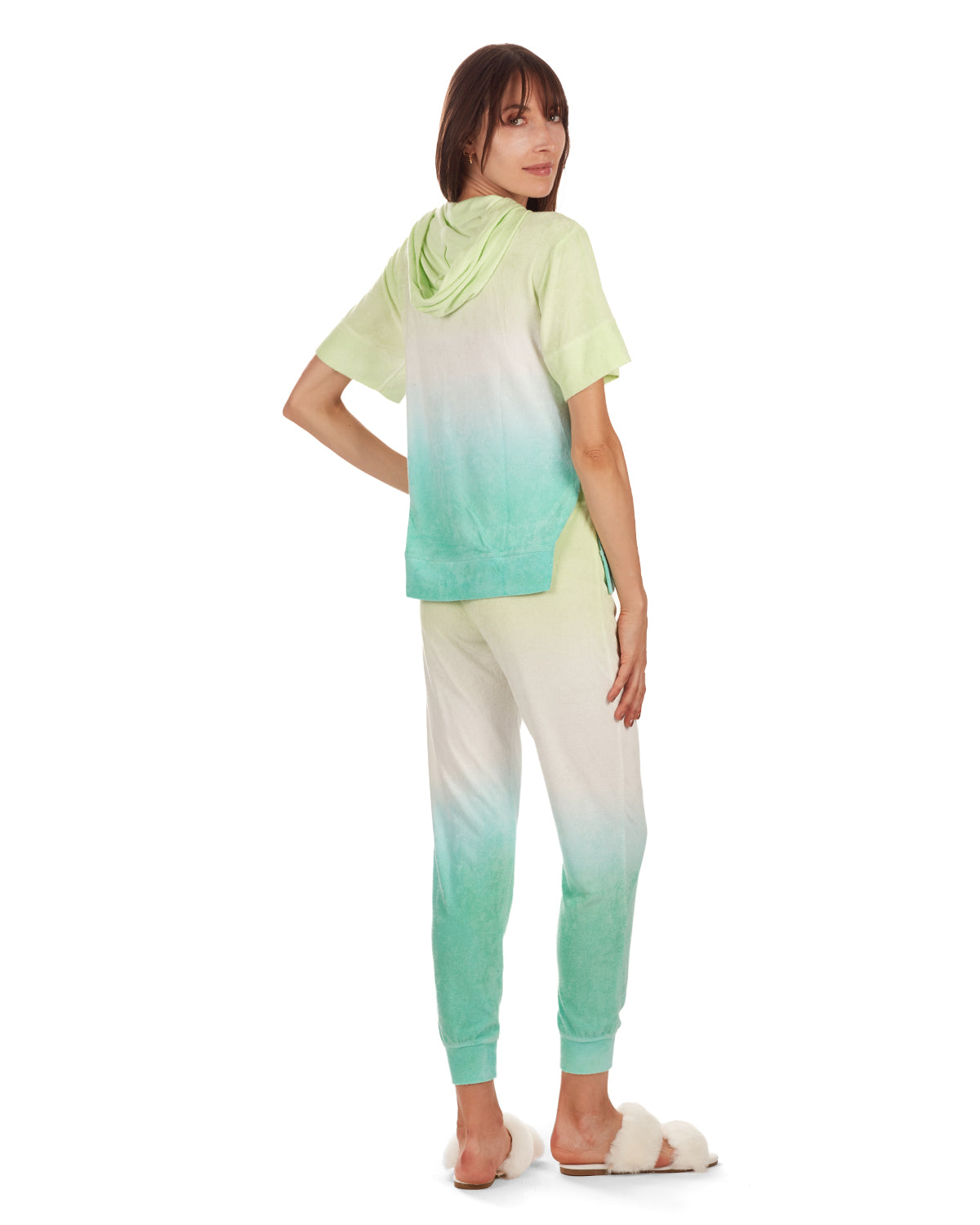 Women's Dip Dye Yummy Terry Cloth Short Sleeve Hoodie - Charming Charlie