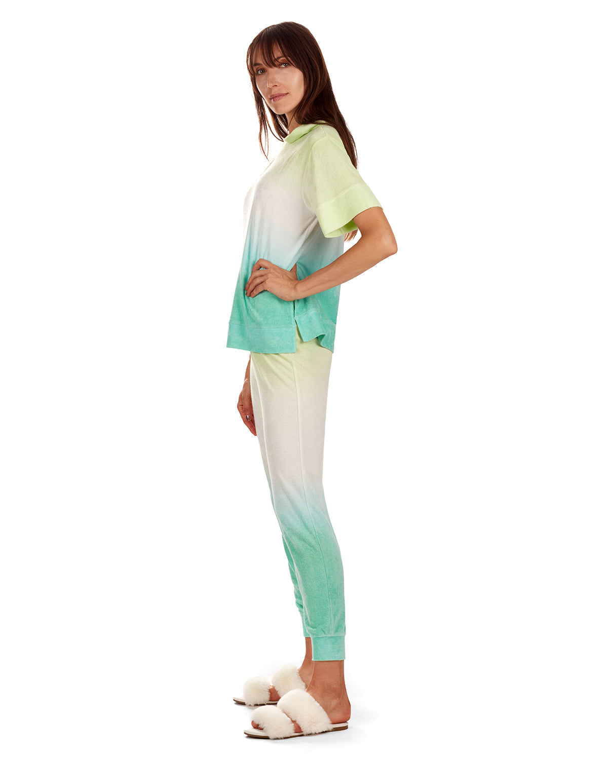 Women's Dip Dye Yummy Terry Cloth Short Sleeve Hoodie - Charming Charlie