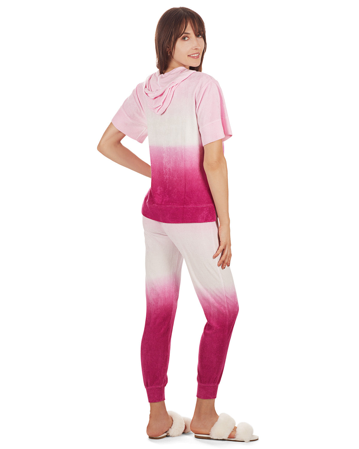 Women's Dip Dye Yummy Terry Cloth Short Sleeve Hoodie - Charming Charlie