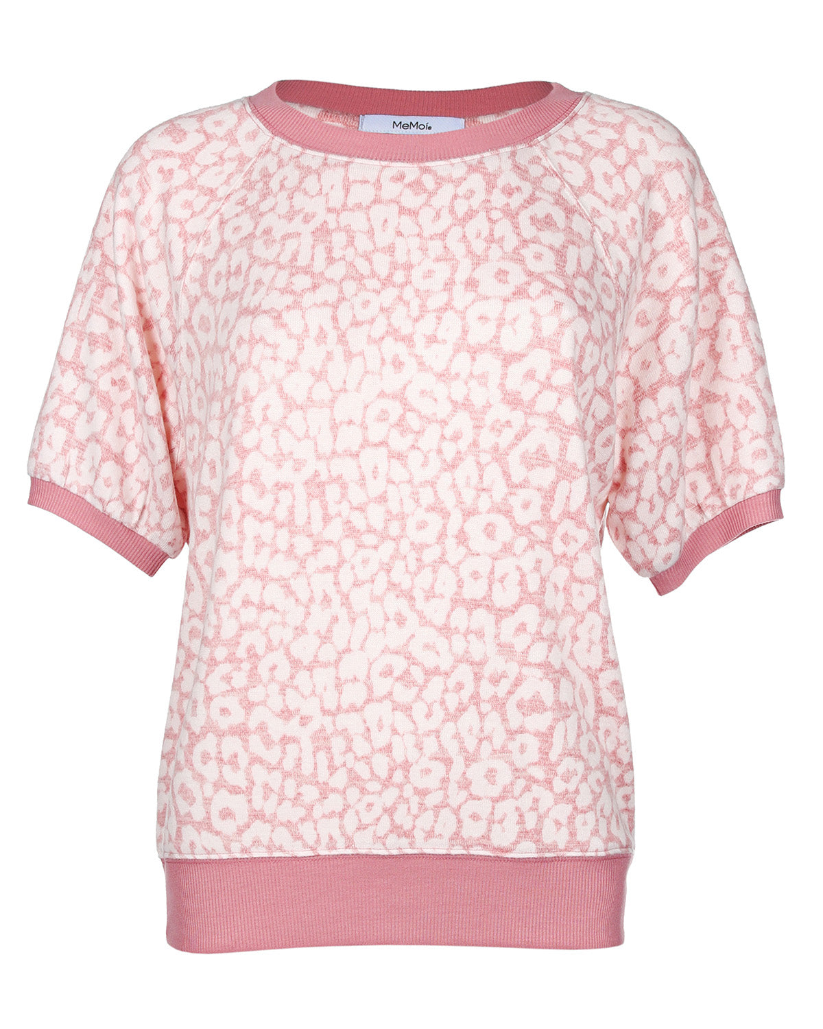 Women's Pink Leopard Print Short Sleeve Sweatshirt - Charming Charlie