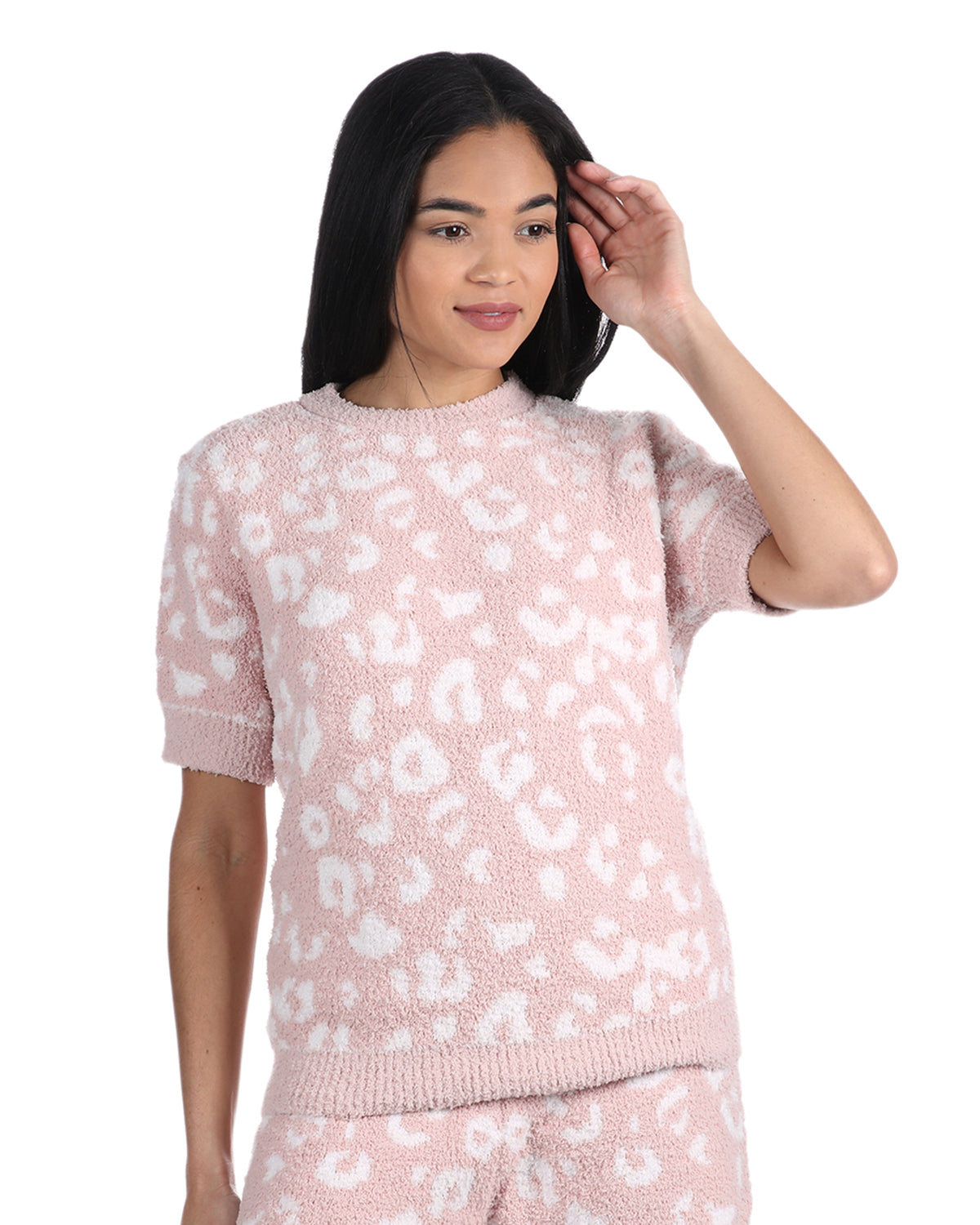 Women's Leopard Print Cozy Knit Short Sleeve Top - Charming Charlie