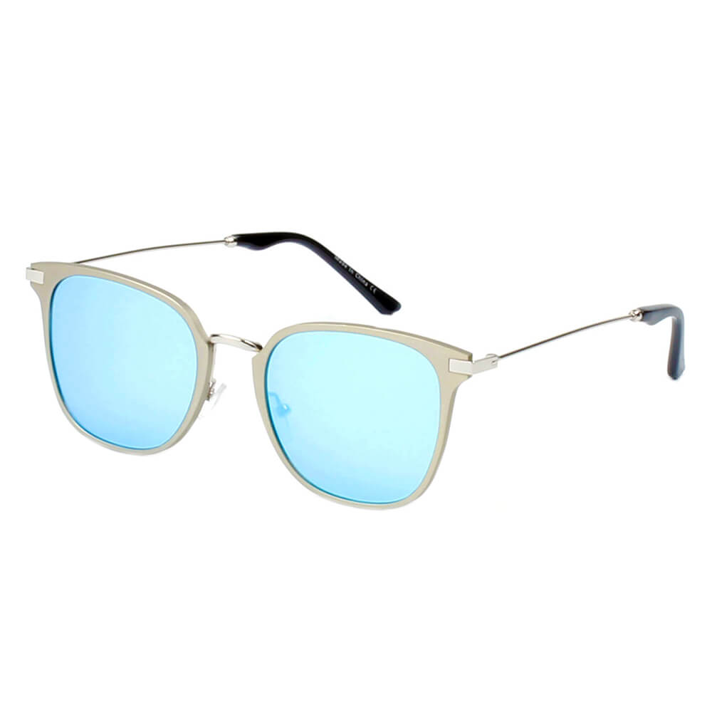 CAMBRIDGE | A22 - Pillowed Rectangle Flat Lens Horned Rim Sunglasses - Cramilo Eyewear - Stylish Trendy Affordable Sunglasses Clear Glasses Eye Wear Fashion
