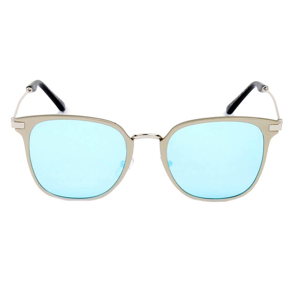 CAMBRIDGE | A22 - Pillowed Rectangle Flat Lens Horned Rim Sunglasses - Cramilo Eyewear - Stylish Trendy Affordable Sunglasses Clear Glasses Eye Wear Fashion