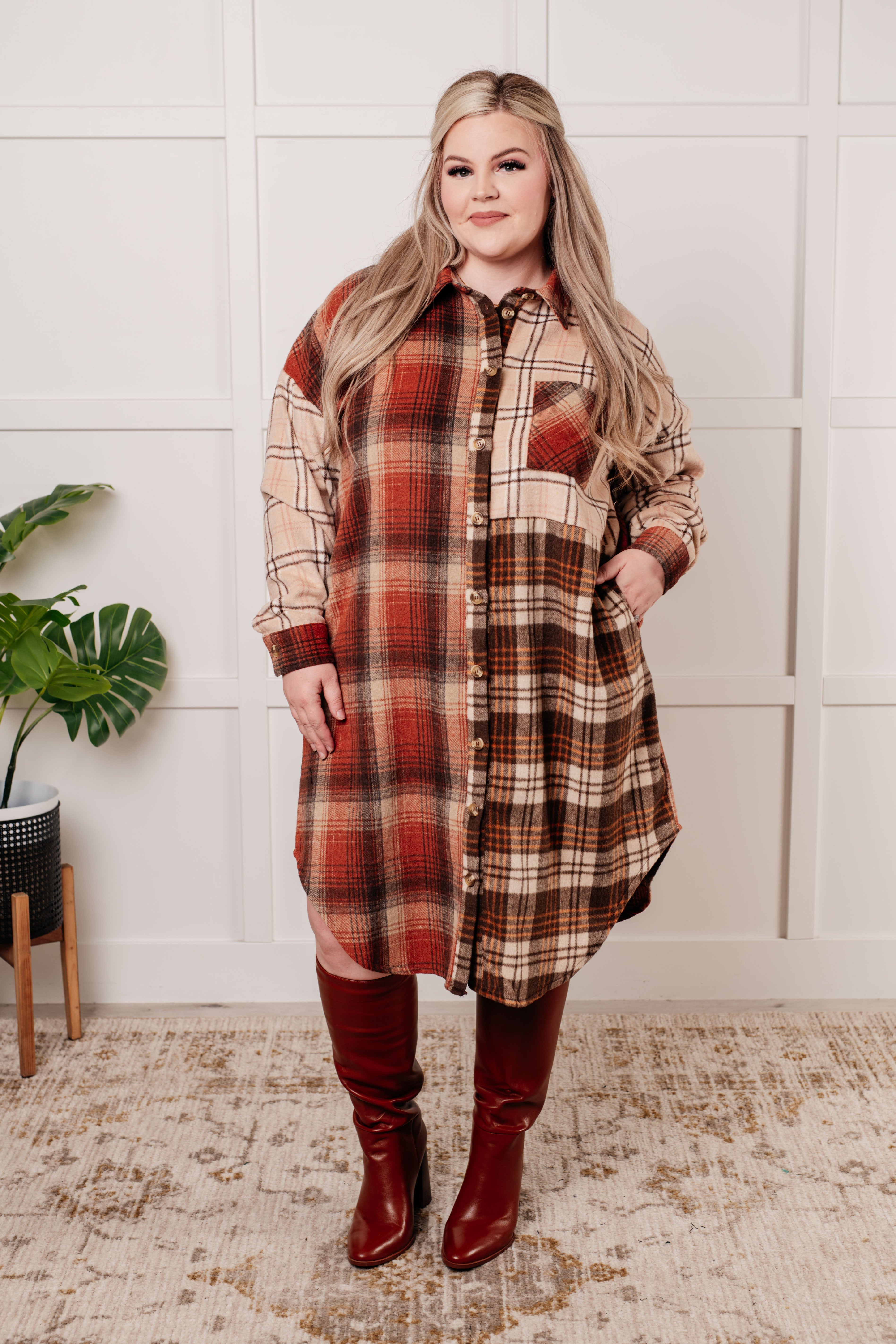 Cabin Fever Flannel Plaid Oversized Shacket - Charming Charlie
