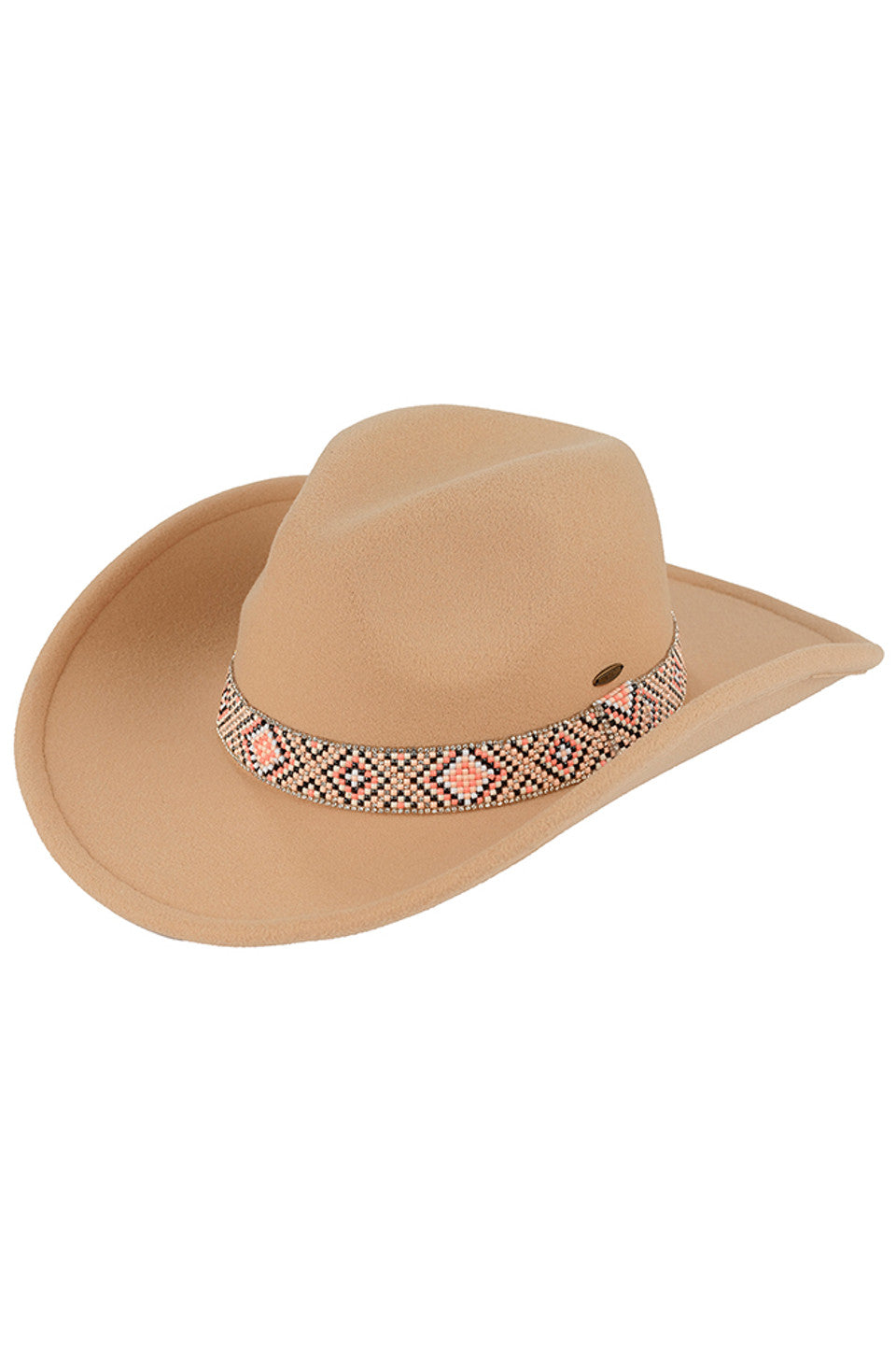 C.C Aztec Beads Trim Vegan Cowboy Hat - Charming Charlie