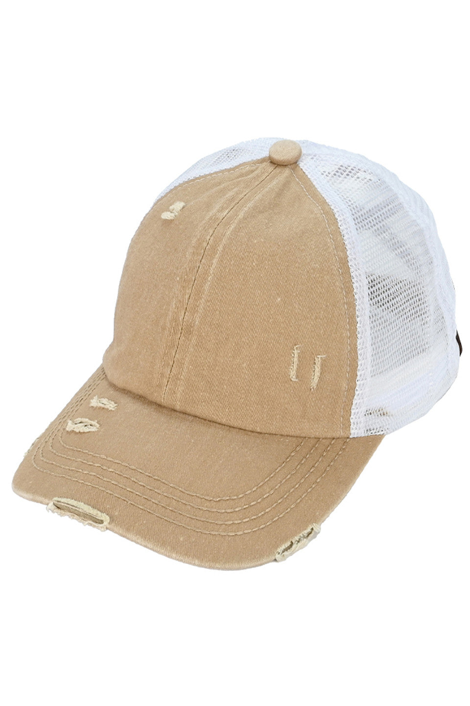 Camel White-C.C BASEBALL PONYCAP is a stylish and functional cap that combines the classic look of a baseball cap with the convenience of a ponytail holder. Made with high-quality materials and a comfortable fit, this cap is perfect for any outdoor activity. Stay cool and protected with the C.C BASEBALL PONYCAP.