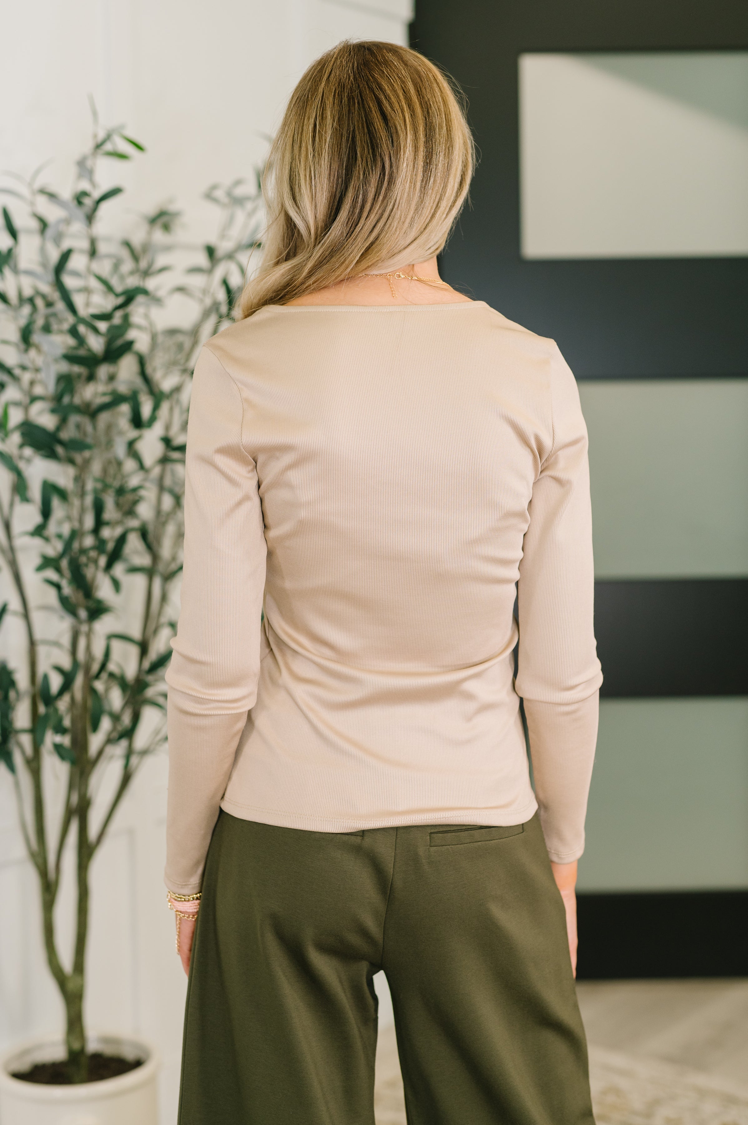 Can You Believe It Basic Long Sleeve Top In Sand - Charming Charlie