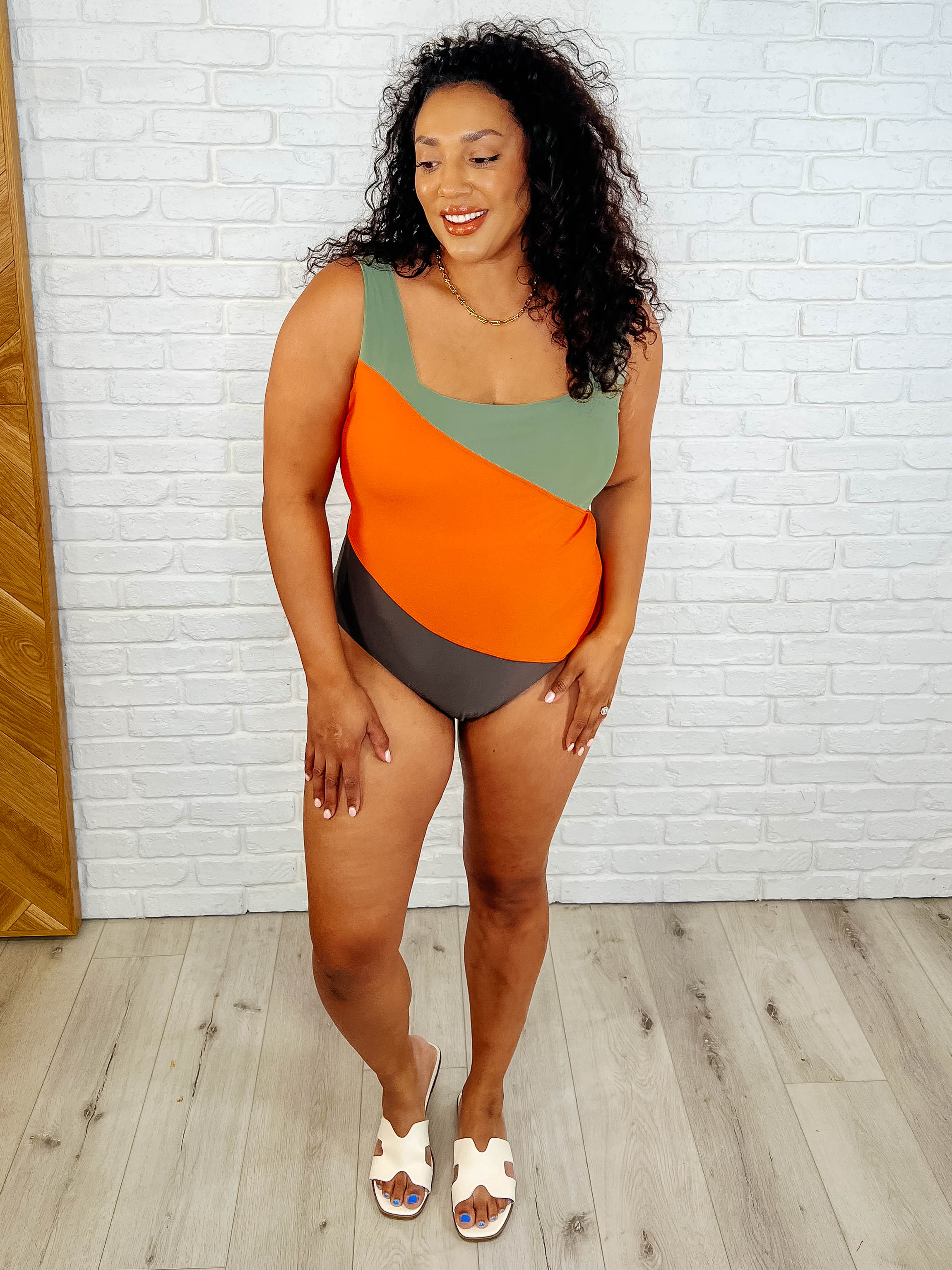 Cape Town Asymmetrical Stripe Swimsuit - Charming Charlie