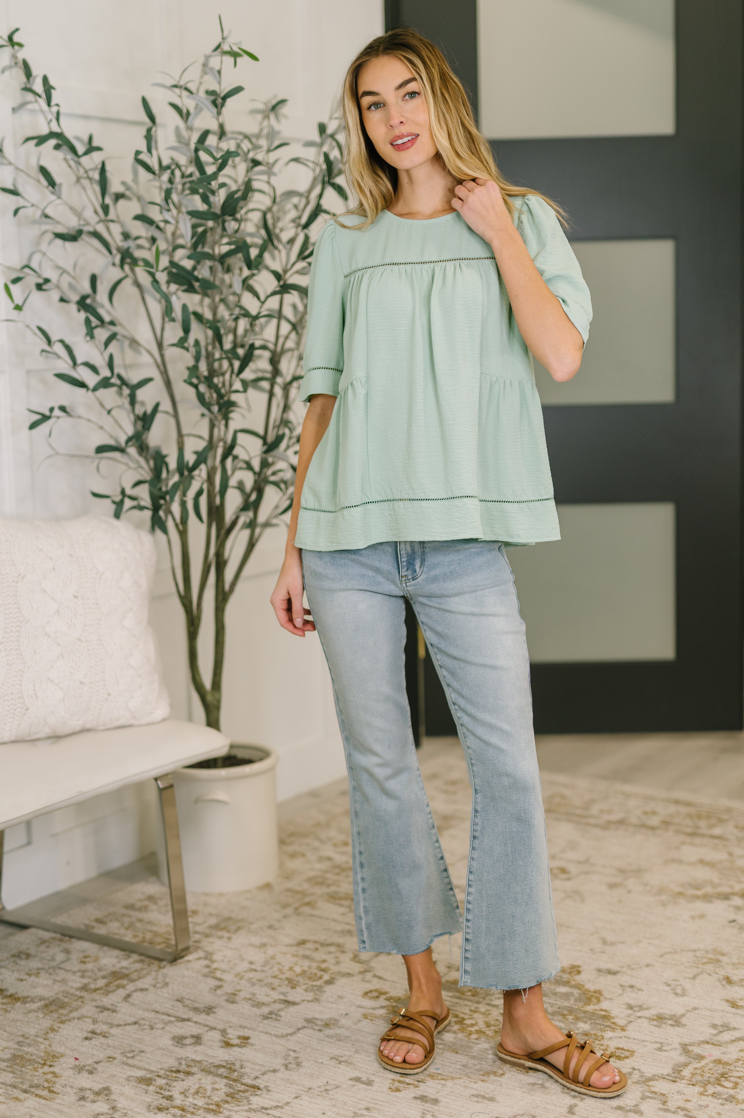 Caught You Looking Crinkle Woven Blouse - Charming Charlie