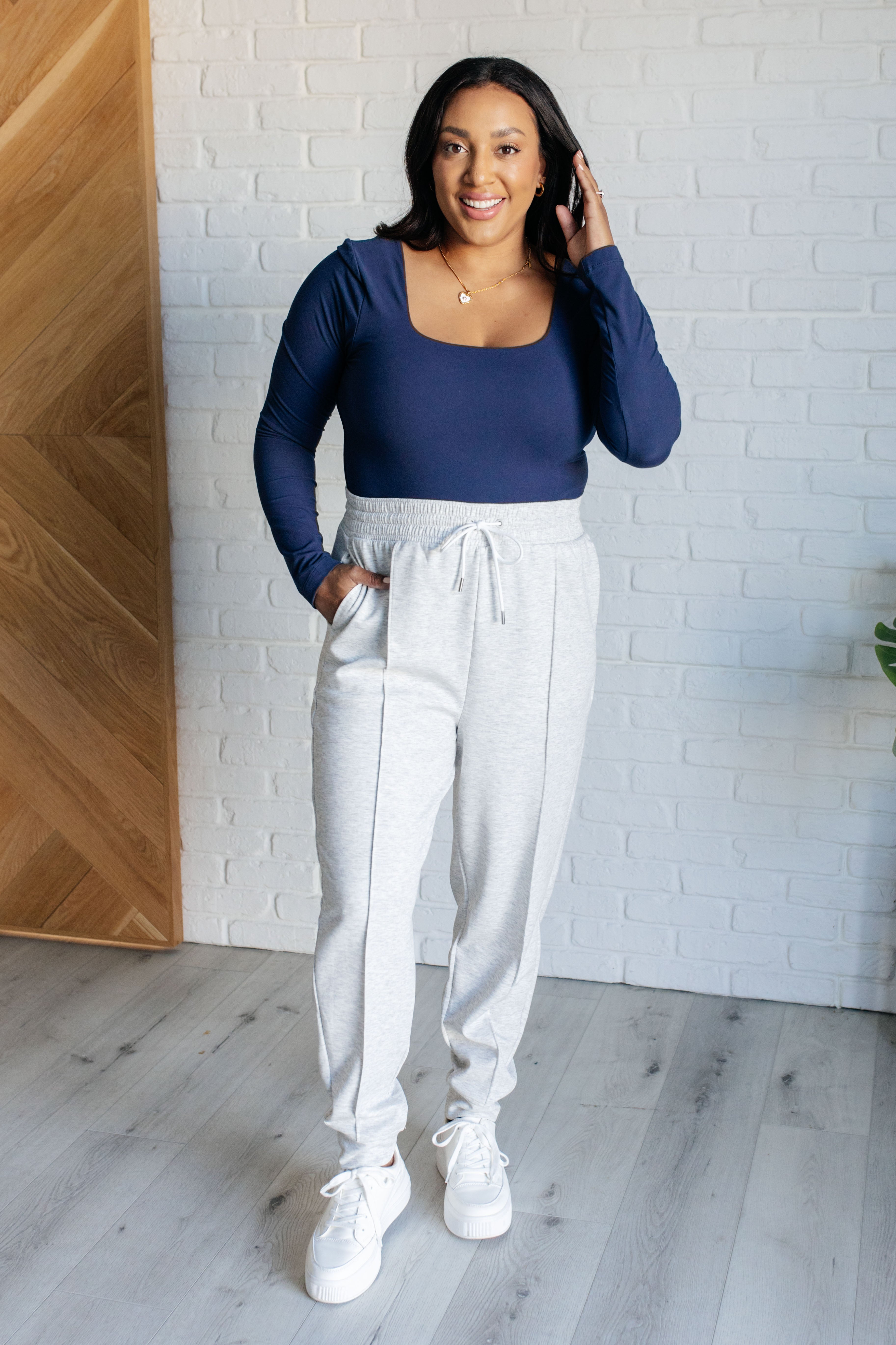 Center Seam Scuba Joggers in Heather Grey - Charming Charlie