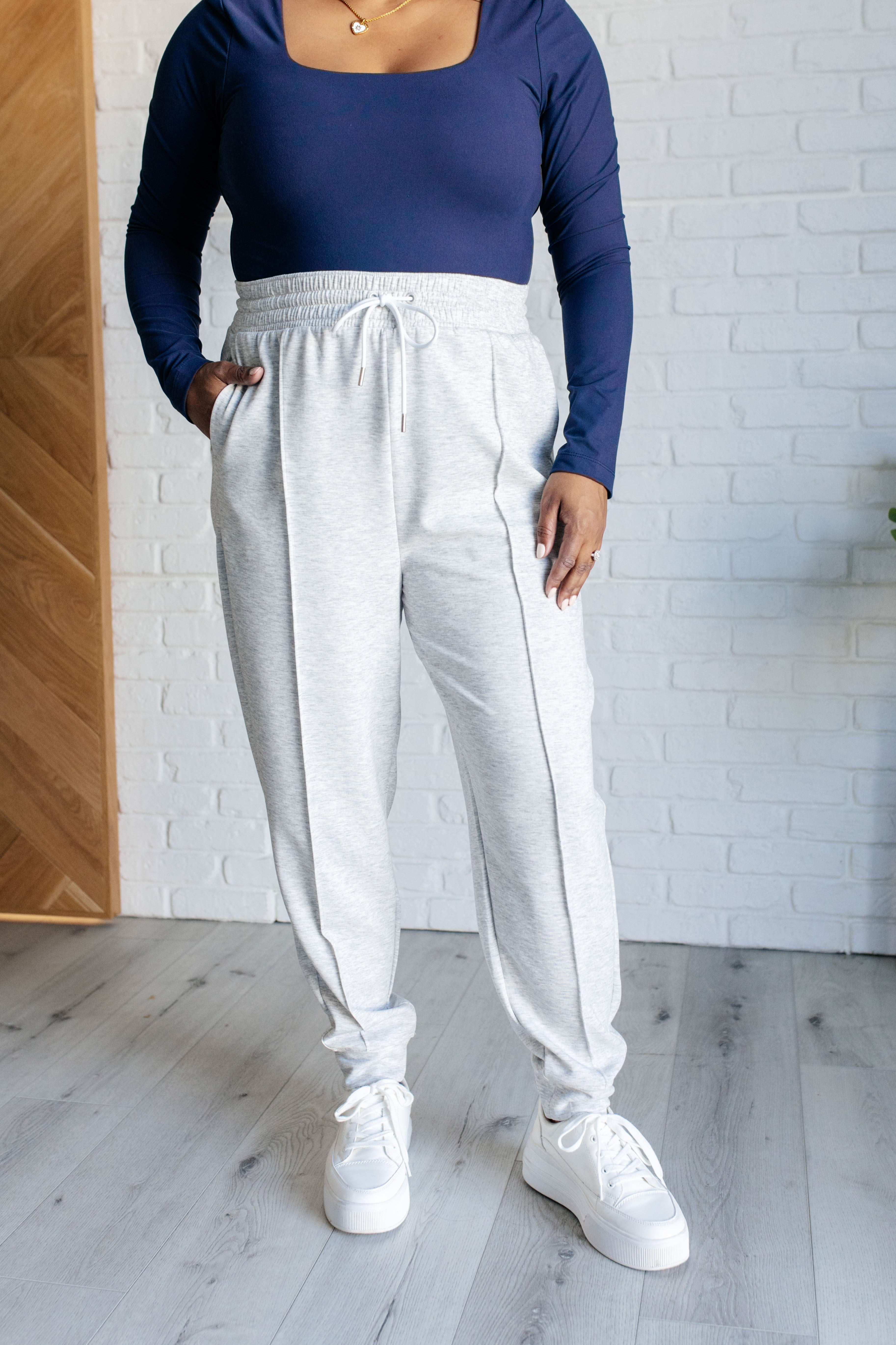 Center Seam Scuba Joggers in Heather Grey - Charming Charlie