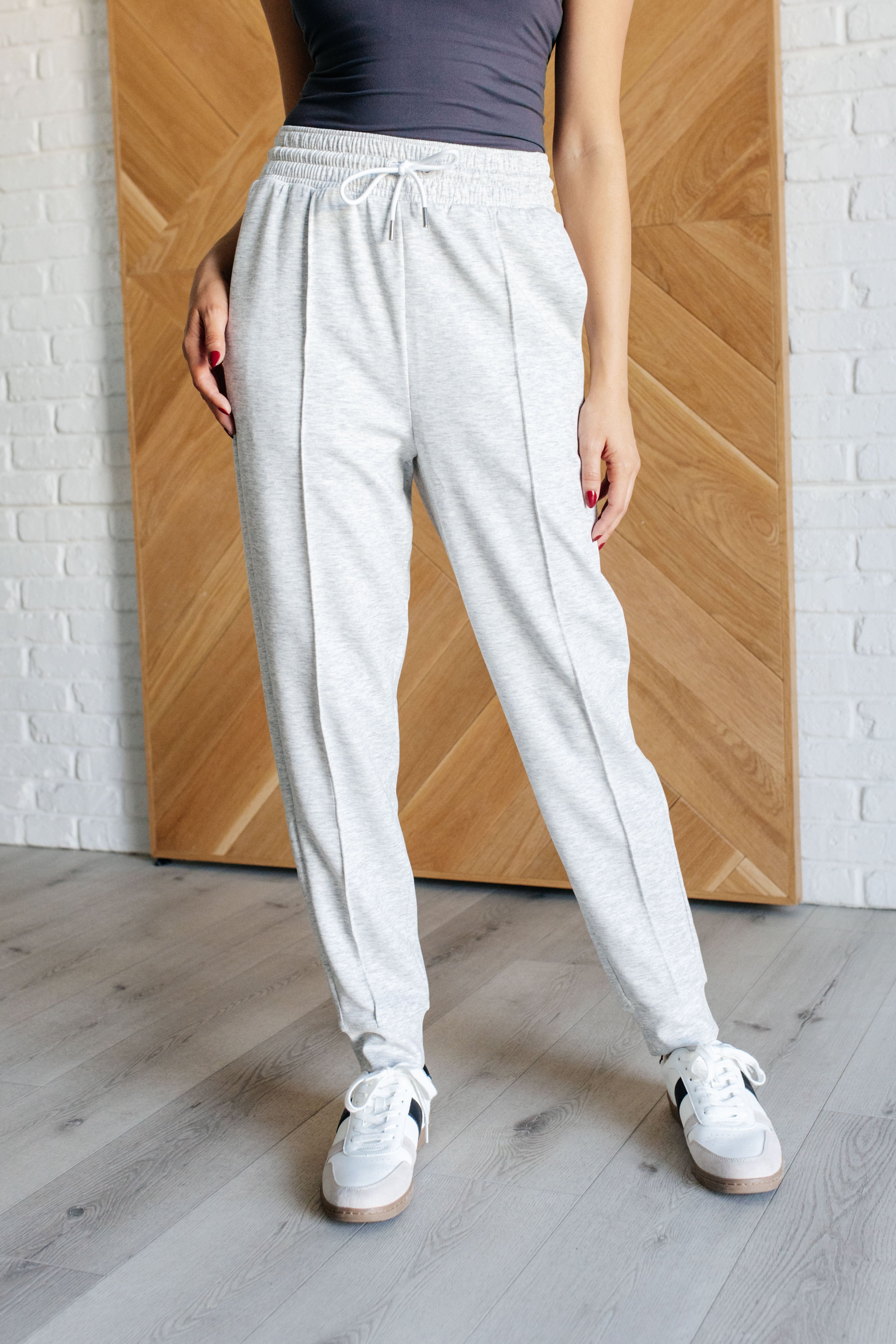 Center Seam Scuba Joggers in Heather Grey - Charming Charlie