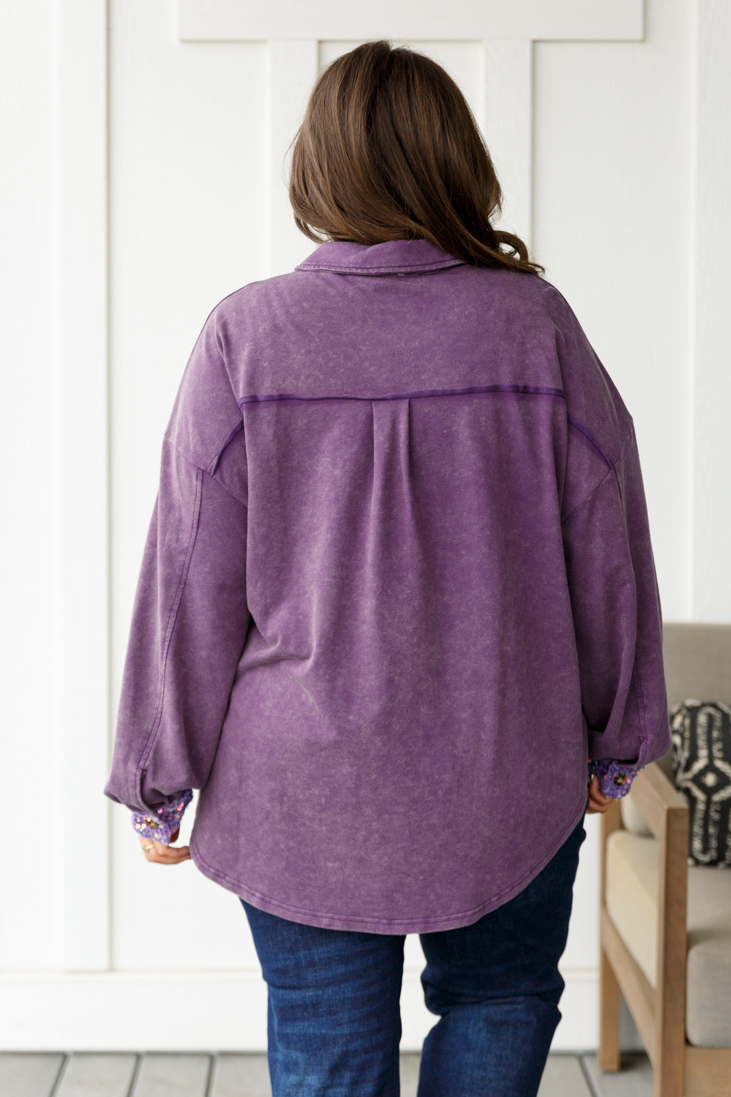 Chaos of Sequins Shacket in Purple - Charming Charlie