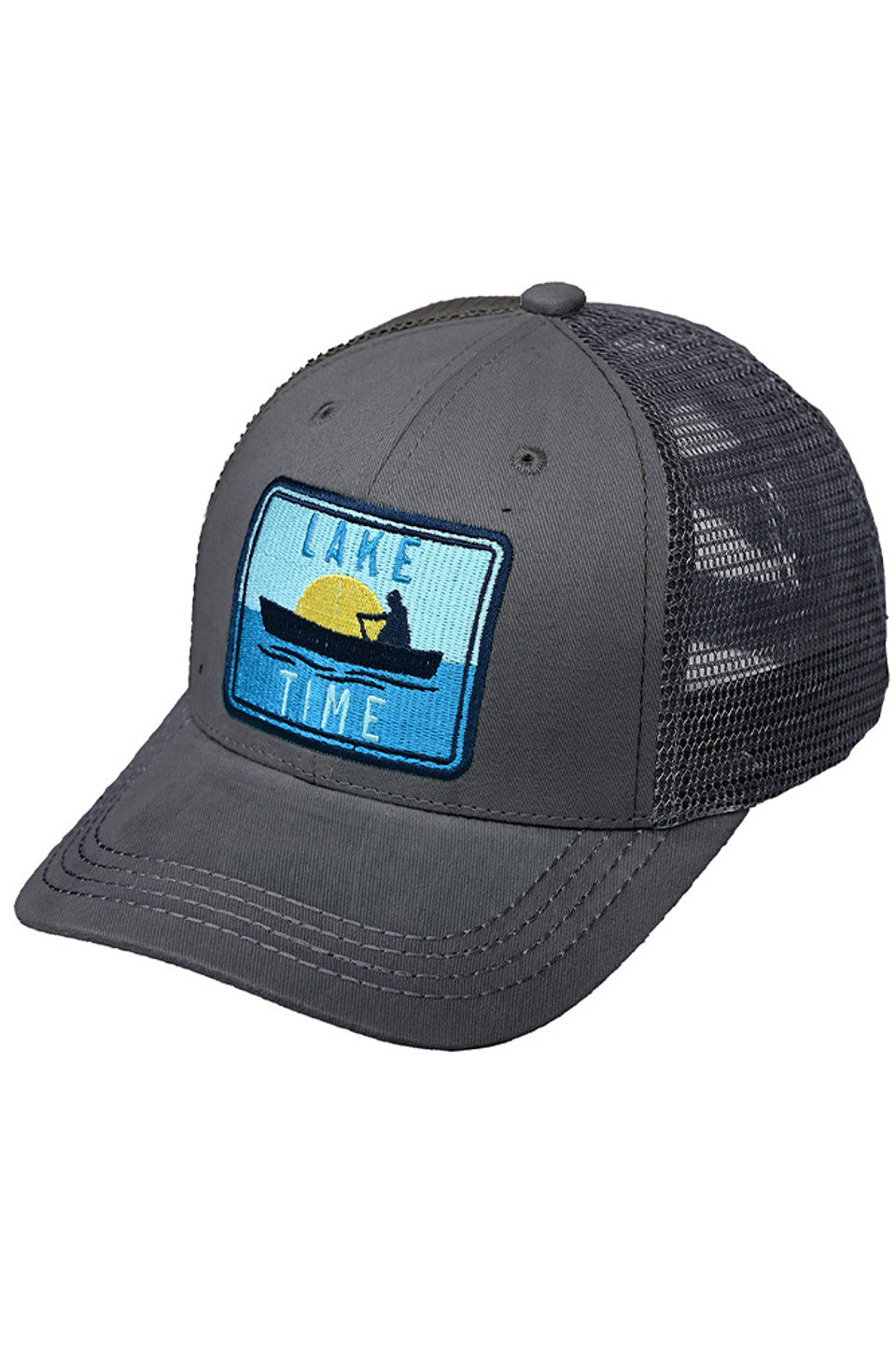 Charcoal C.C LAKE TIME Embroidery Patch Baseball Cap combines style and function with its embroidered patch design and comfortable fit. Made with high-quality materials, this cap is the perfect accessory for a day out on the lake or any outdoor activity. Keep the sun out of your eyes while staying on trend with this must-have cap.