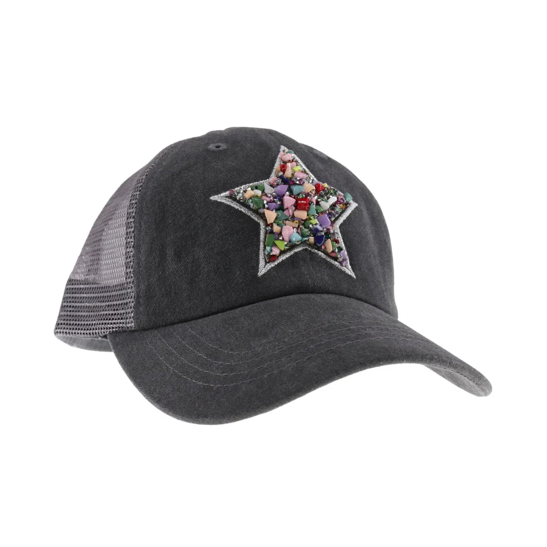 Charcoal C.C Star Stone Embellishment Baseball Cap adds a touch of sparkle and glamour to any outfit. Made with high-quality materials, this cap is both stylish and durable. Perfect for a casual day out or a sports game, this cap is a must-have accessory for any fashion-forward individual.