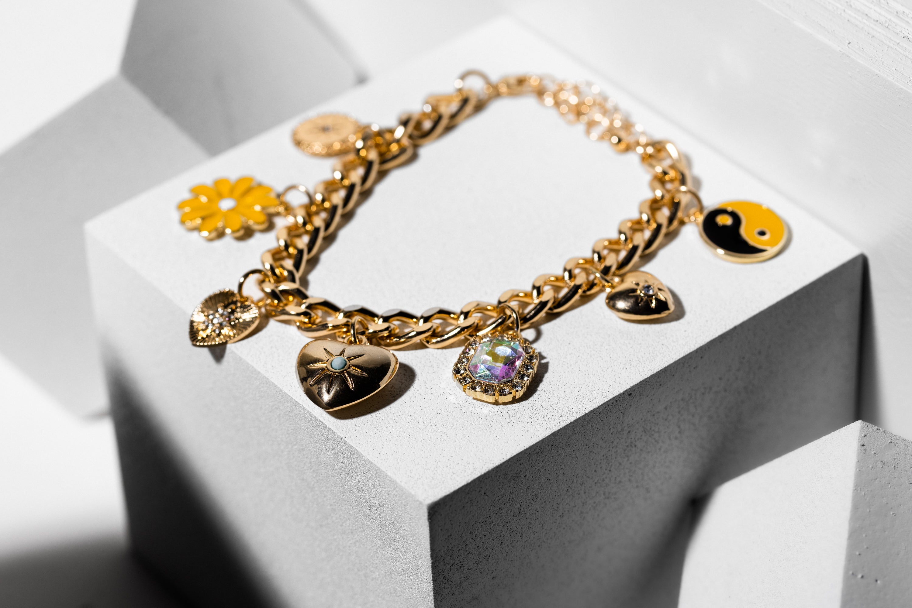 Gold Heart Charm Bracelet - Charming Charlie