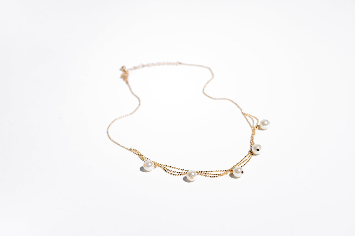 Gold Necklace With Pearl Dangles - Charming Charlie