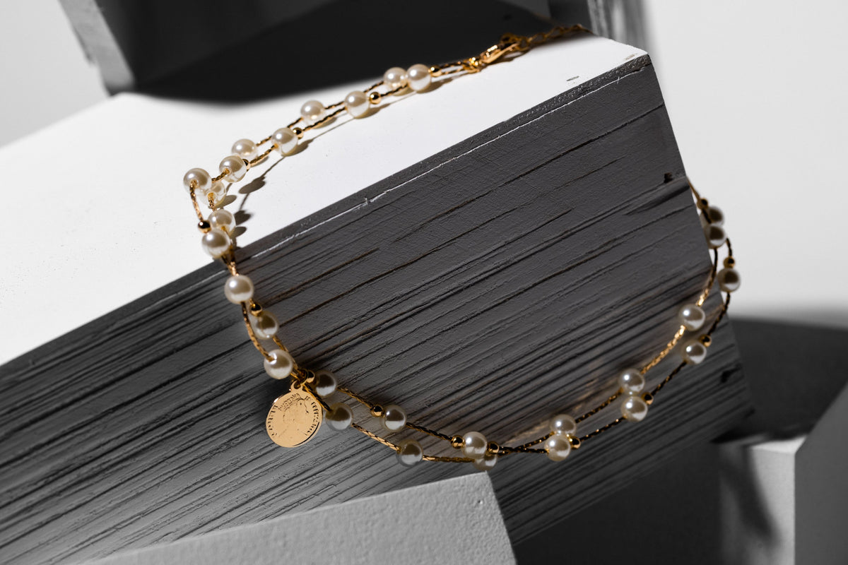 Gold Pearl Necklace with Coin Charm - Charming Charlie