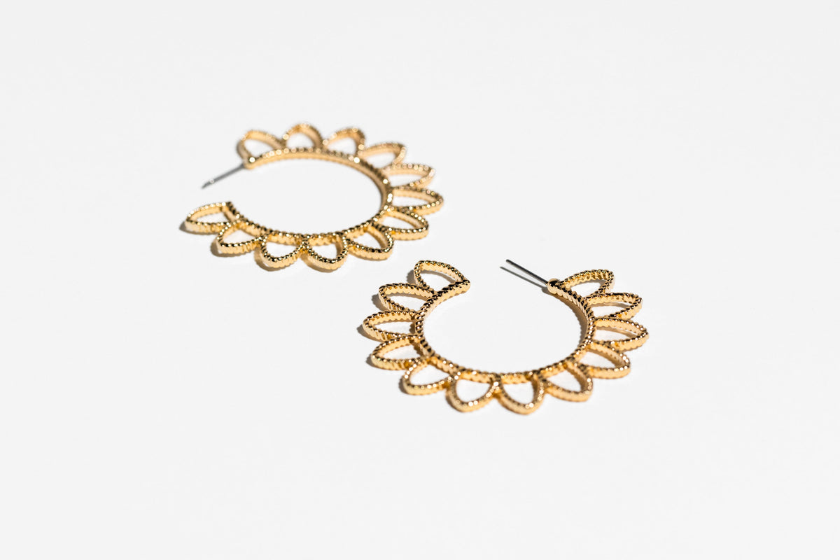 Gold Flower Cutout Hoop earring - Charming Charlie