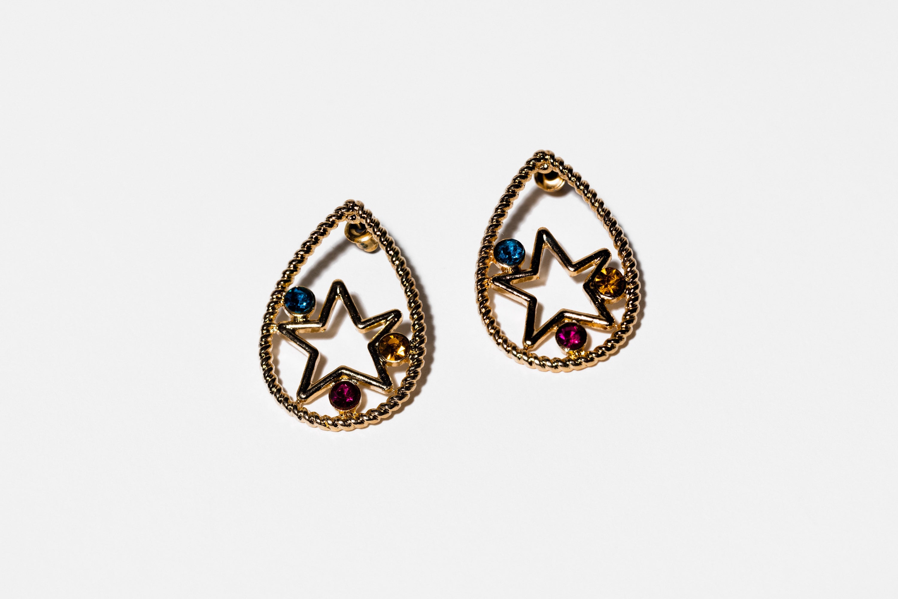 Teardrop Enclosed Star Multi Color Earring - Charming Charlie