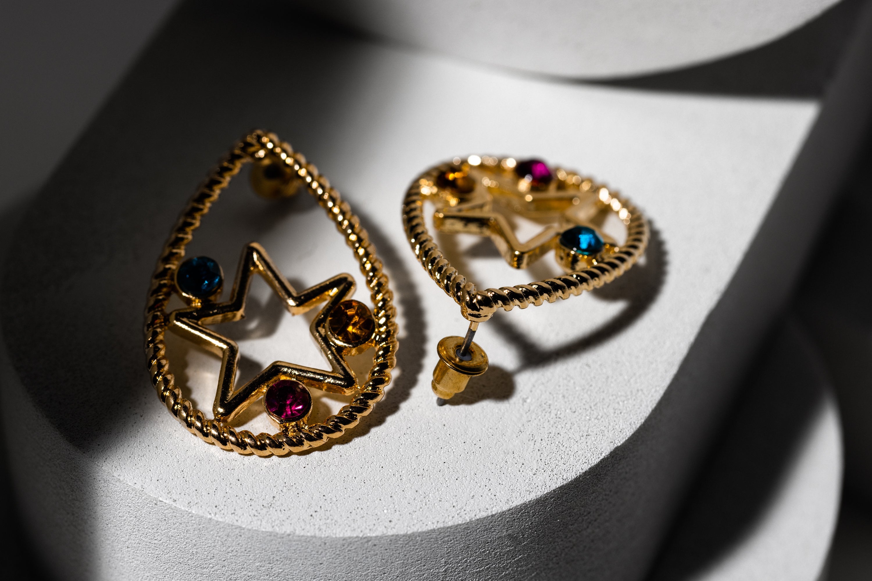 Teardrop Enclosed Star Multi Color Earring - Charming Charlie