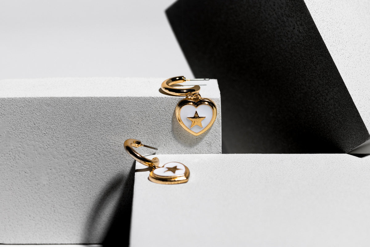 Heart Huggie With Star Detail Earring - Charming Charlie