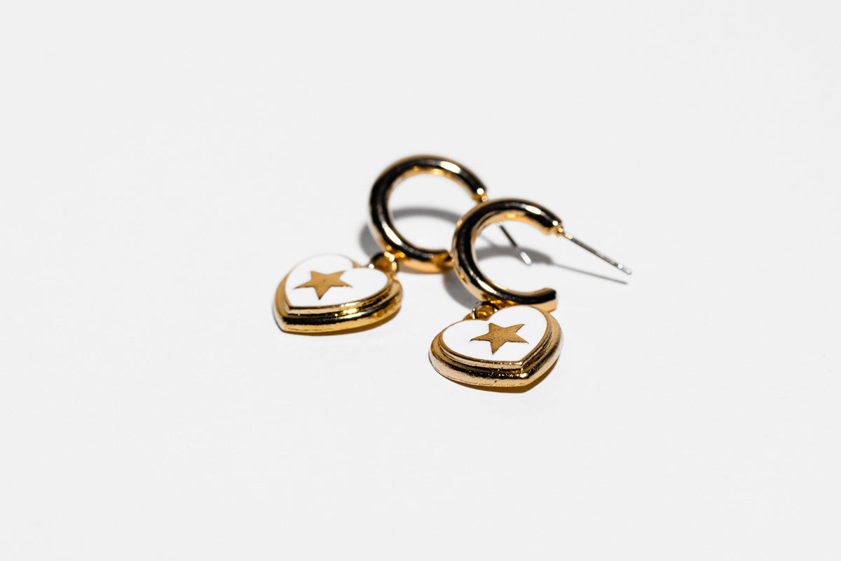 Heart Huggie With Star Detail Earring - Charming Charlie
