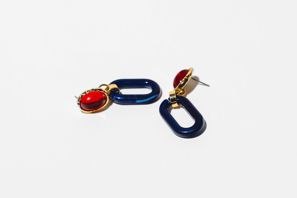 Royal Ruby And Blue earring - Charming Charlie