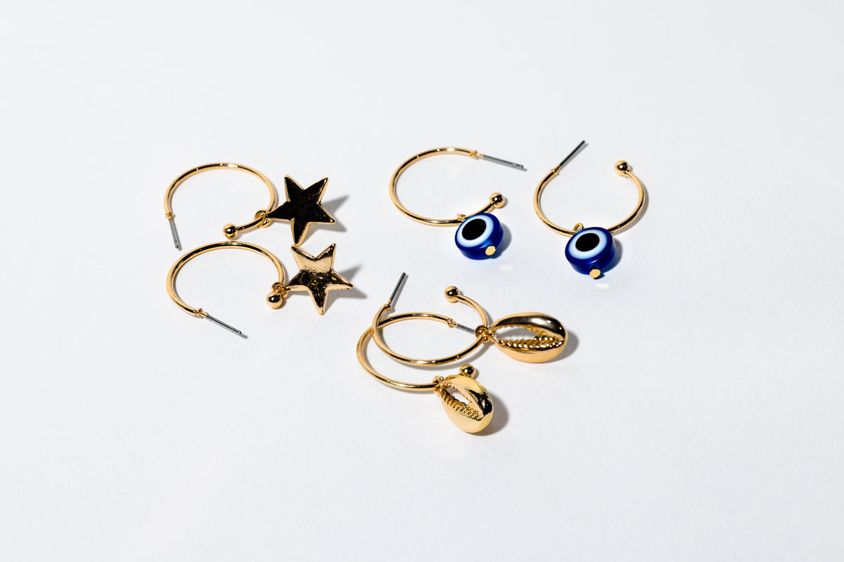 Trio Gold Hoop Earrings - Charming Charlie