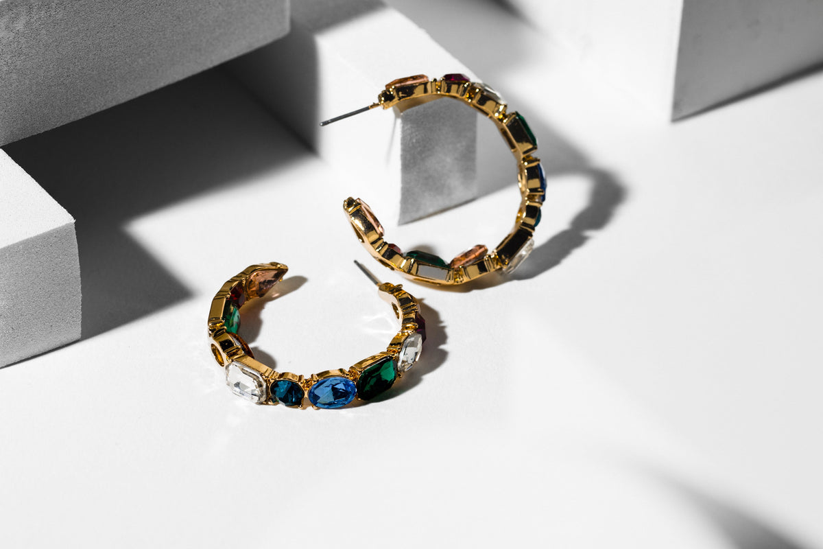 Rainbow Glass Hoop Earring - Charming Charlie
