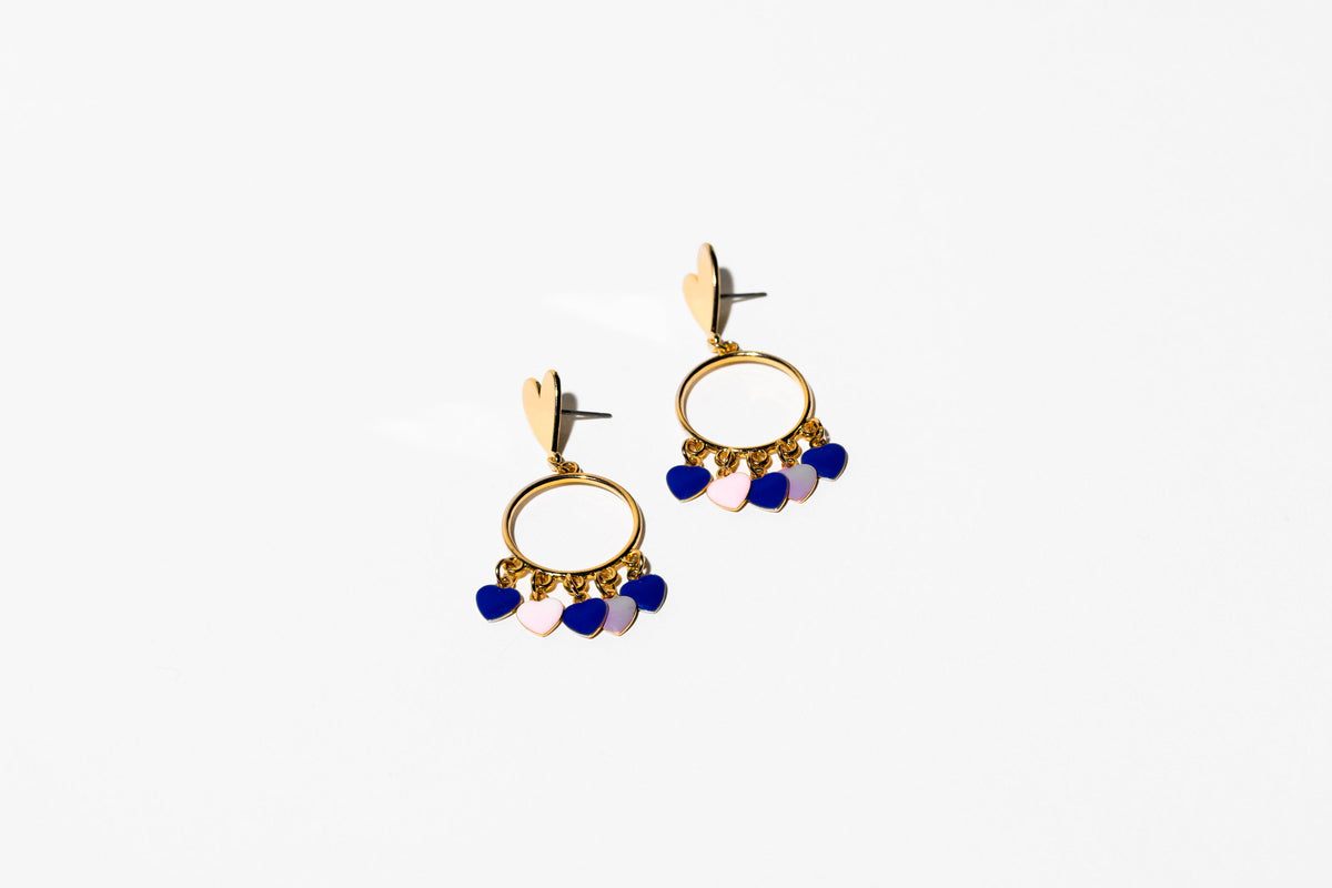 Heart Hoop Multi Color Charm Earring - Charming Charlie
