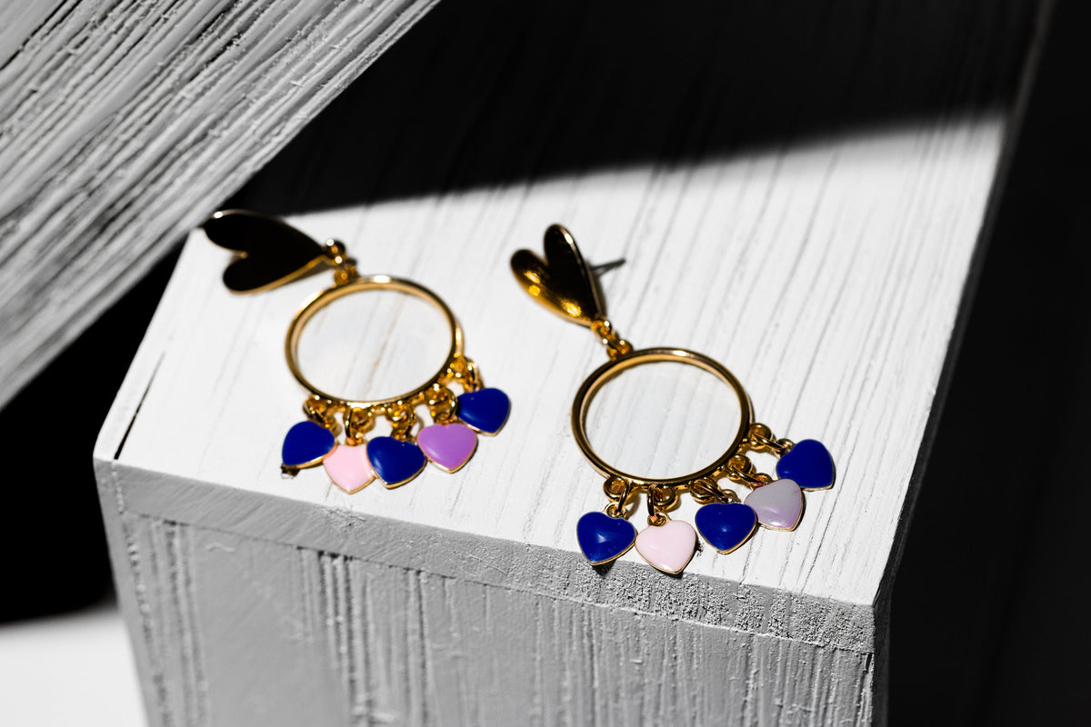 Heart Hoop Multi Color Charm Earring - Charming Charlie