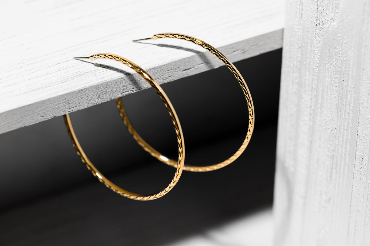 White And Gold Hoop Earring - Charming Charlie