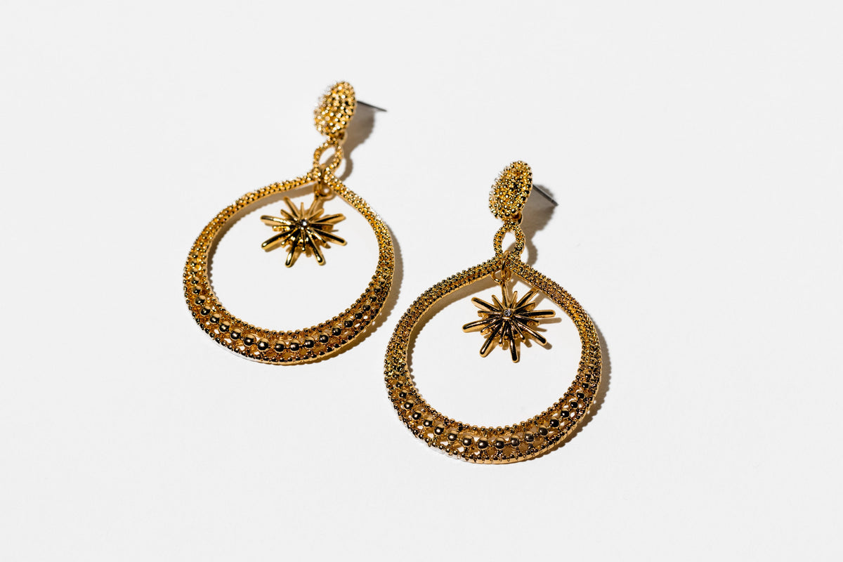 Gold Hoop Earring With Star - Charming Charlie