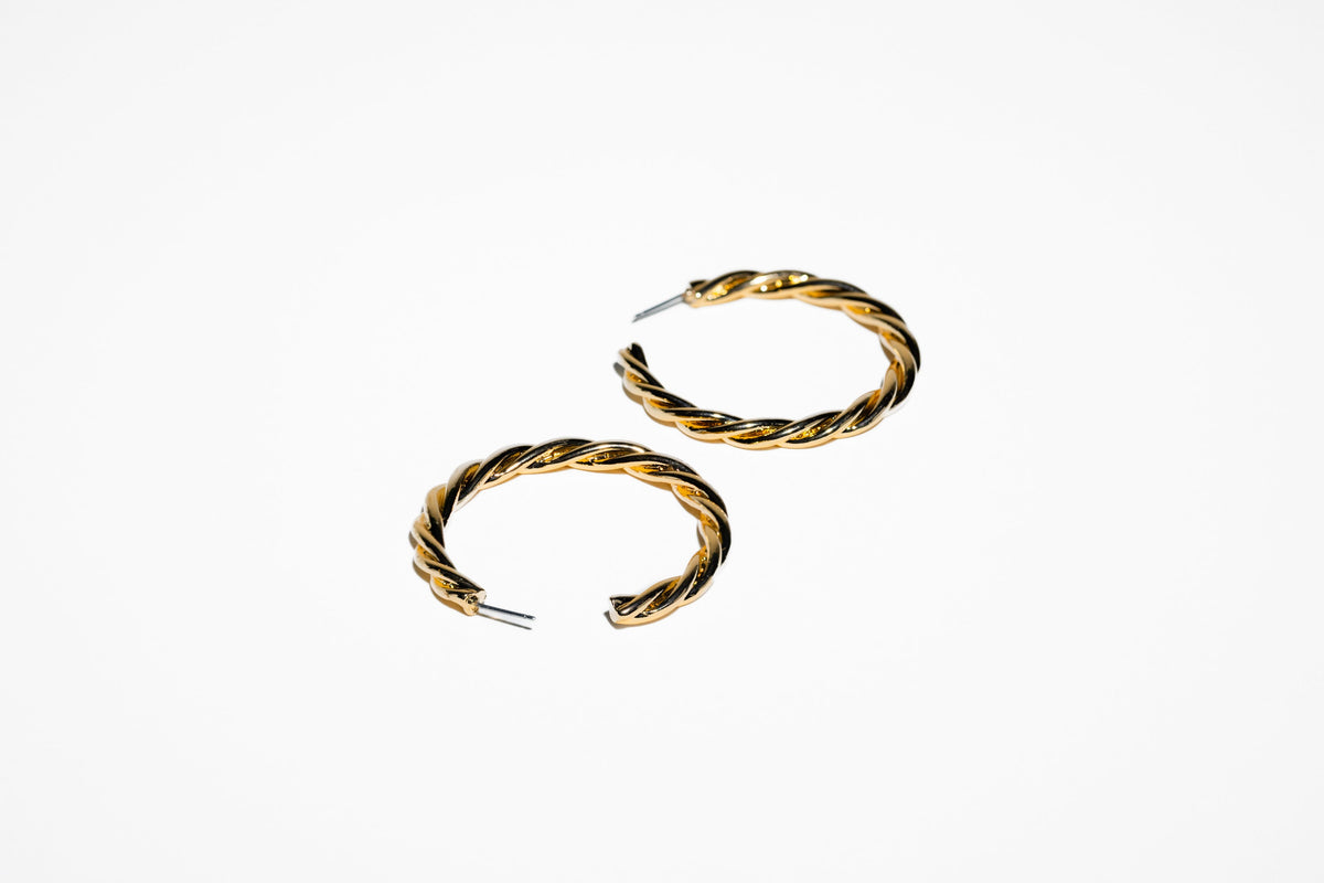 Twisted Gold Hoop Earring - Charming Charlie