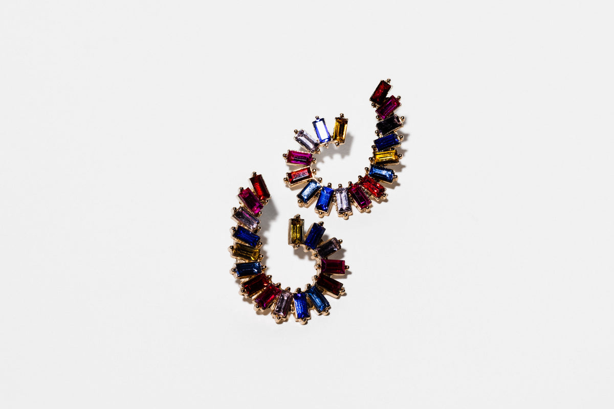 Pink Multi Crystal Hoop Earring - Charming Charlie