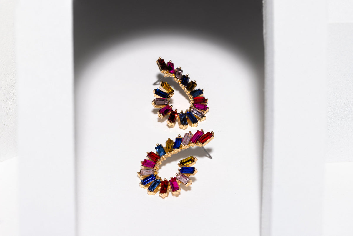 Pink Multi Crystal Hoop Earring - Charming Charlie