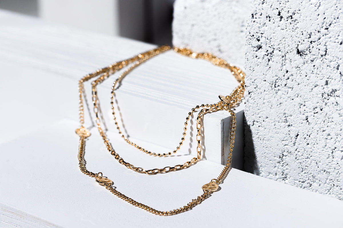 Gold Smile Face 3 Row Necklace - Charming Charlie
