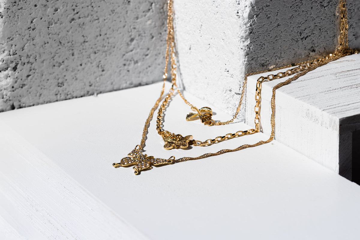 Butterfly 3 Row Necklace - Charming Charlie