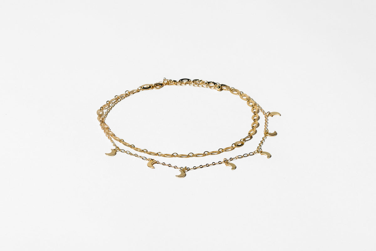 Gold 2 Row Moon Necklace - Charming Charlie
